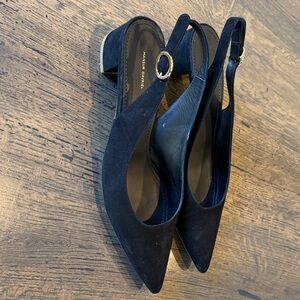Mansur Gavriel Black Suede Slingback Heels